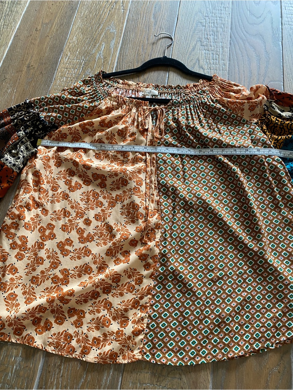 easel Multi-Color Patchwork Peasant Blouse - Picture 3 of 8